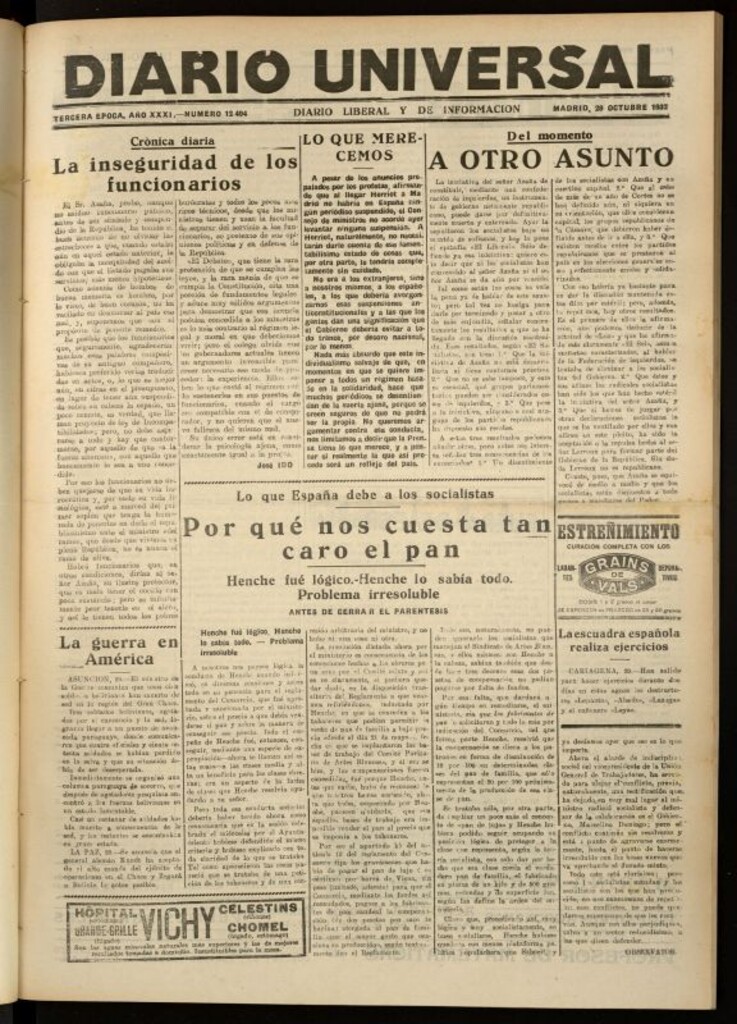 Miniatura de Diario Universal del 29 de octubre de 1932