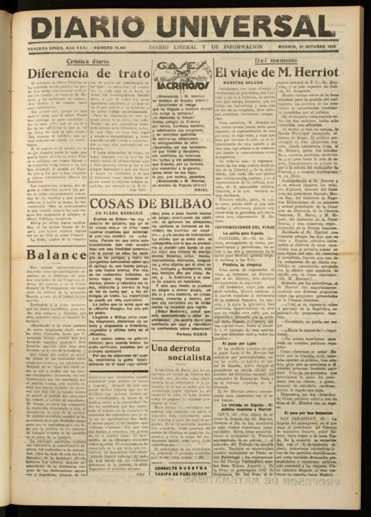 Miniatura de Diario Universal del 31 de octubre de 1932