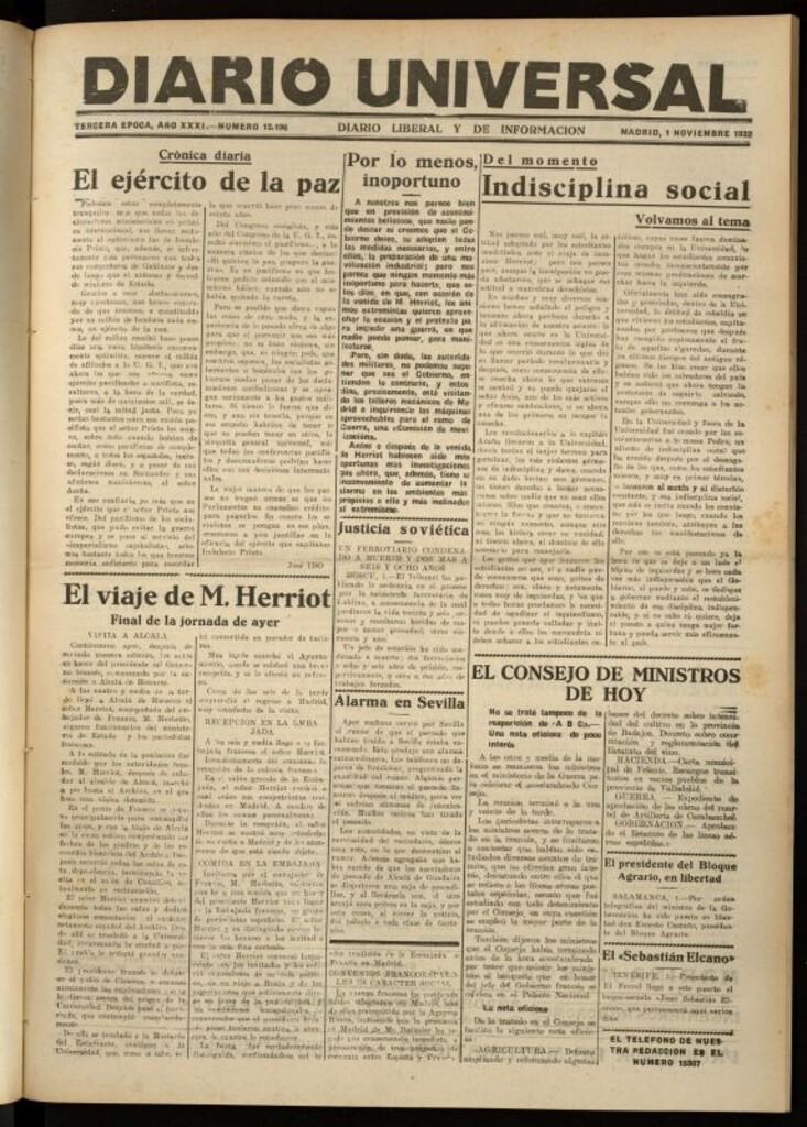 Miniatura de Diario Universal del 1 de noviembre de 1932