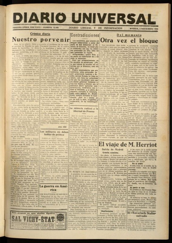 Miniatura de Diario Universal del 3 de noviembre de 1932