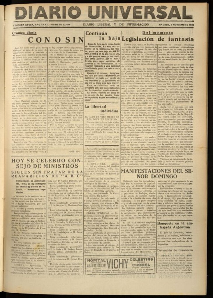 Miniatura de Diario Universal del 4 de noviembre de 1932
