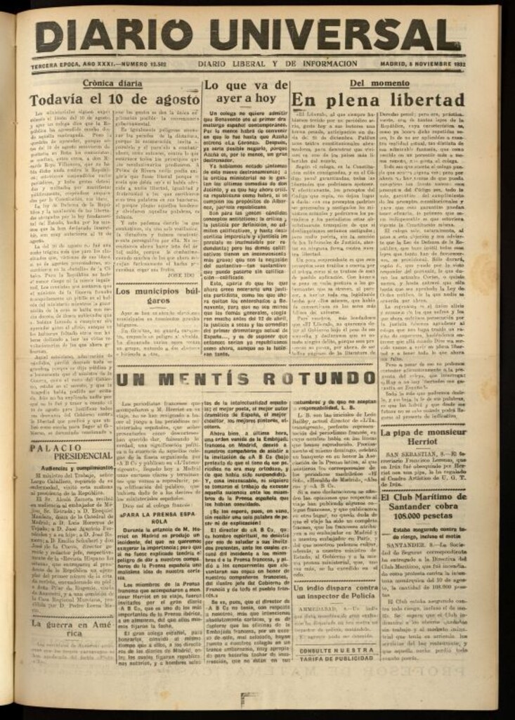 Miniatura de Diario Universal del 8 de noviembre de 1932