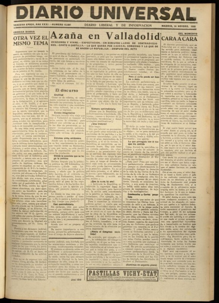 Miniatura de Diario Universal del 14 de noviembre de 1932