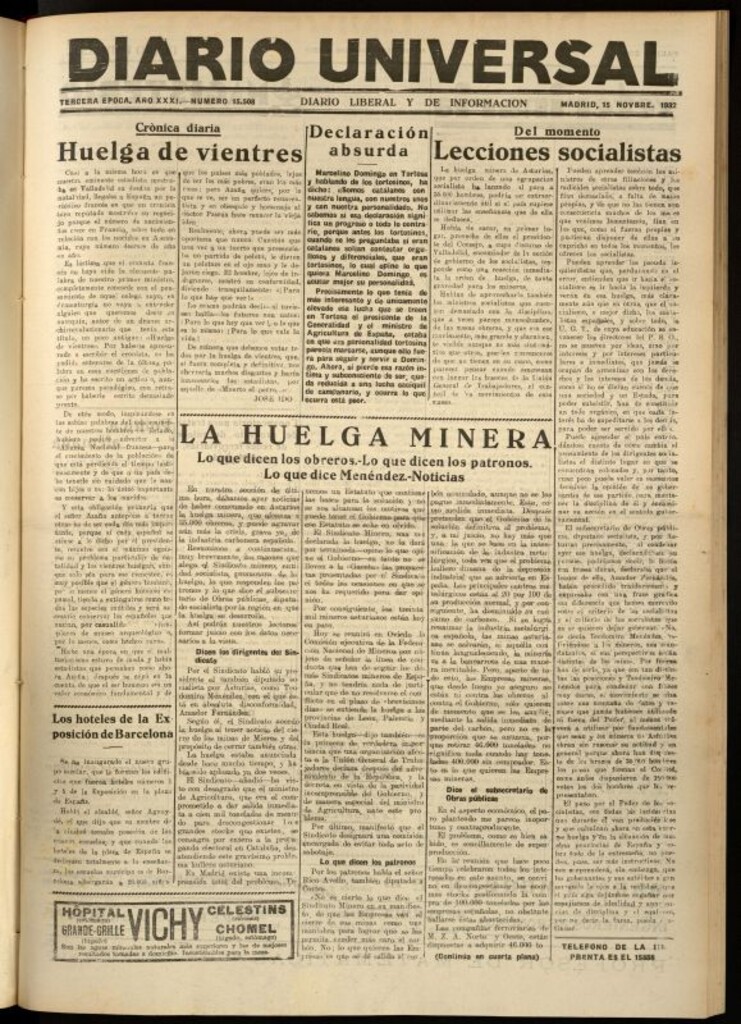 Miniatura de Diario Universal del 15 de noviembre de 1932