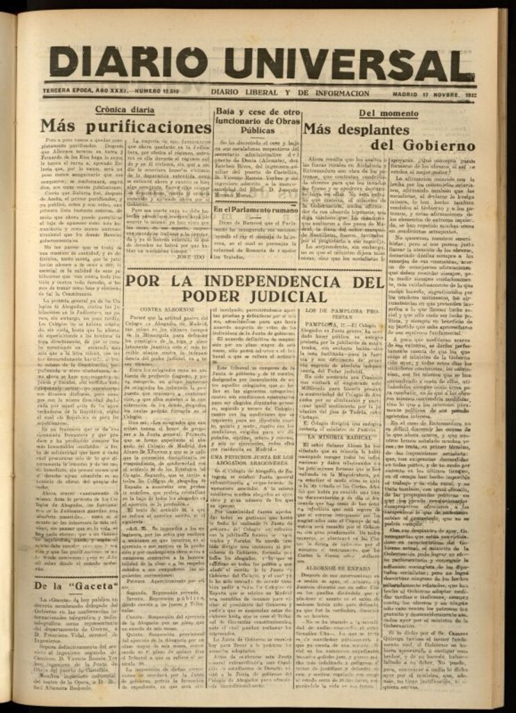 Miniatura de Diario Universal del 17 de noviembre de 1932