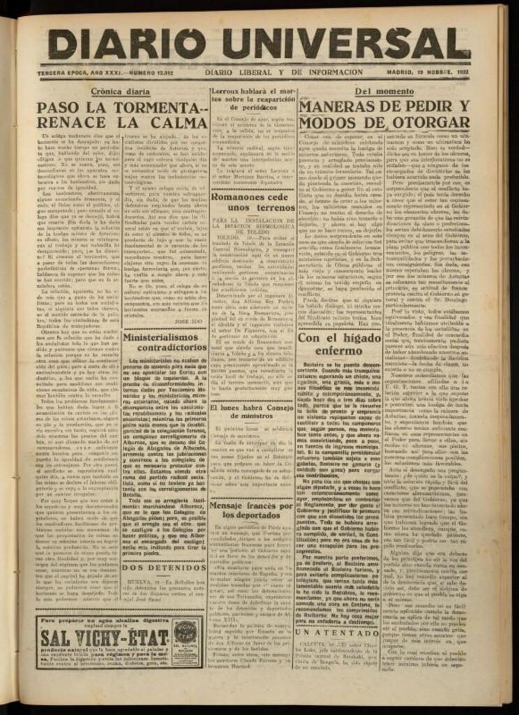 Miniatura de Diario Universal del 19 de noviembre de 1932