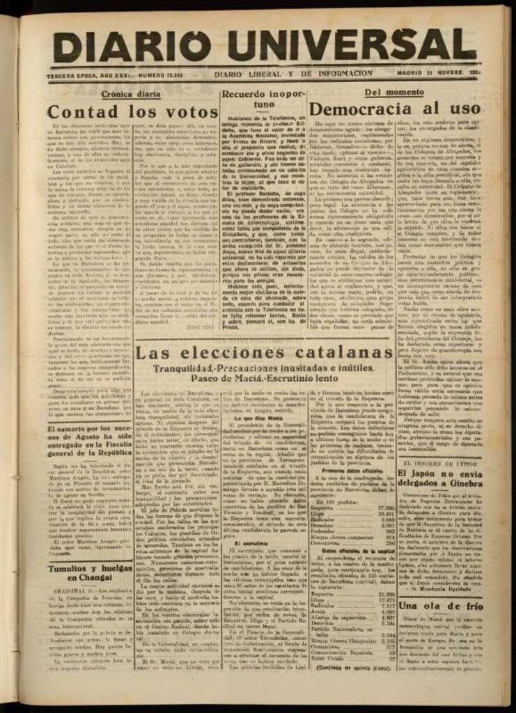 Miniatura de Diario Universal del 21 de noviembre de 1932