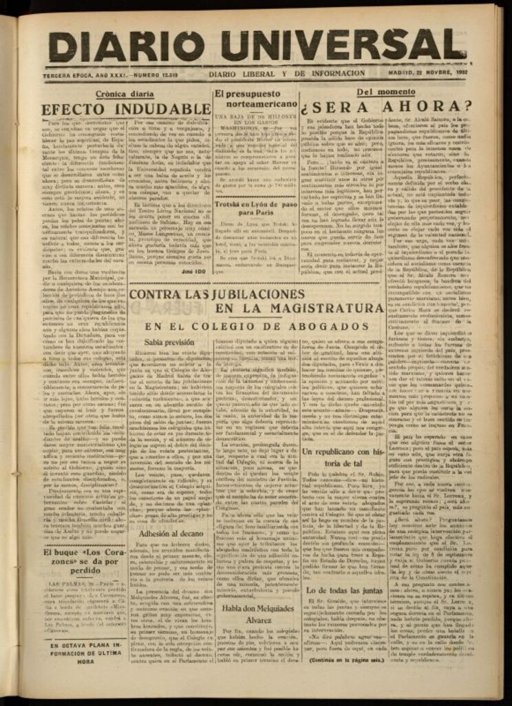 Miniatura de Diario Universal del 22 de noviembre de 1932