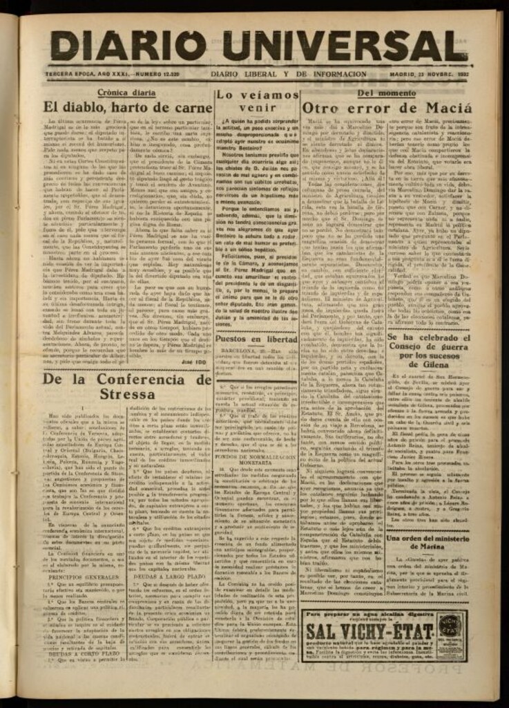 Miniatura de Diario Universal del 23 de noviembre de 1932
