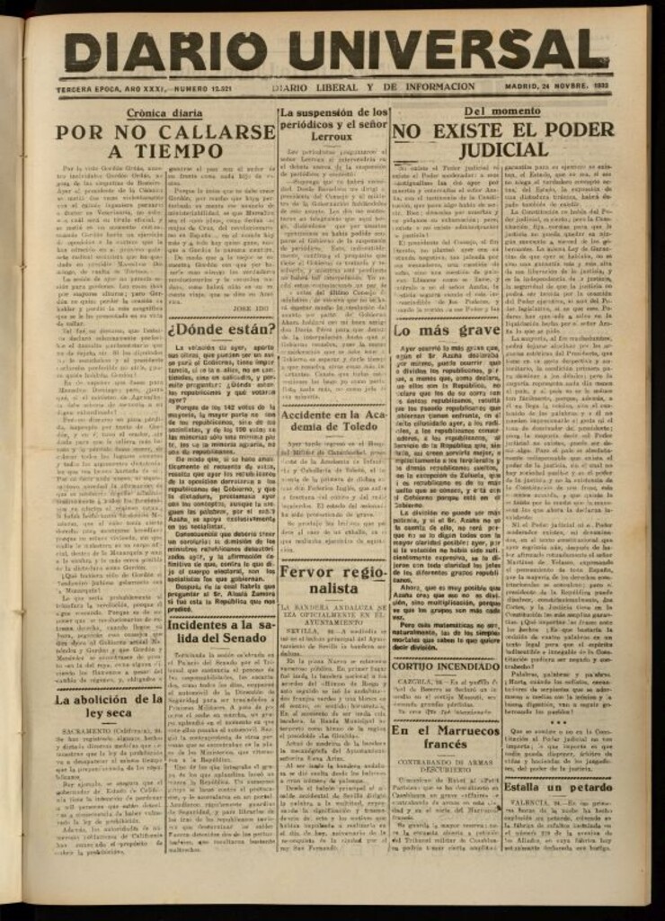 Miniatura de Diario Universal del 24 de noviembre de 1932