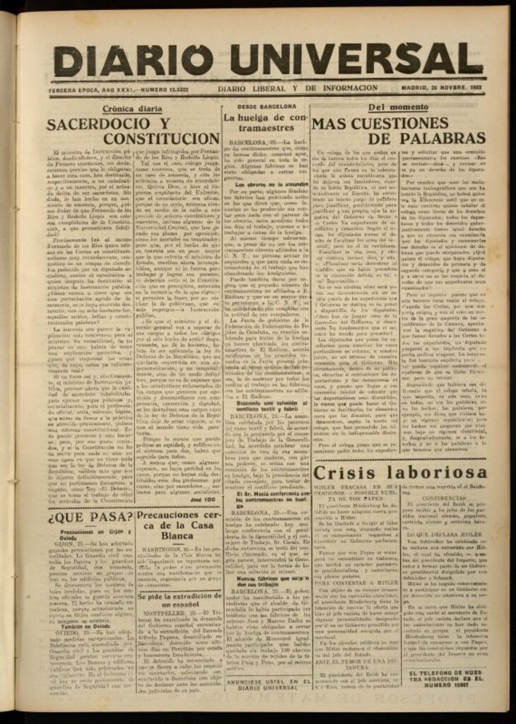 Miniatura de Diario Universal del 25 de noviembre de 1932