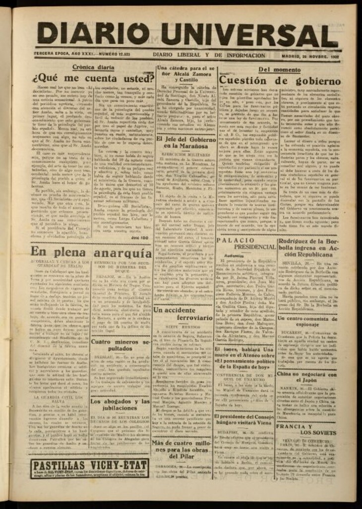 Miniatura de Diario Universal del 26 de noviembre de 1932