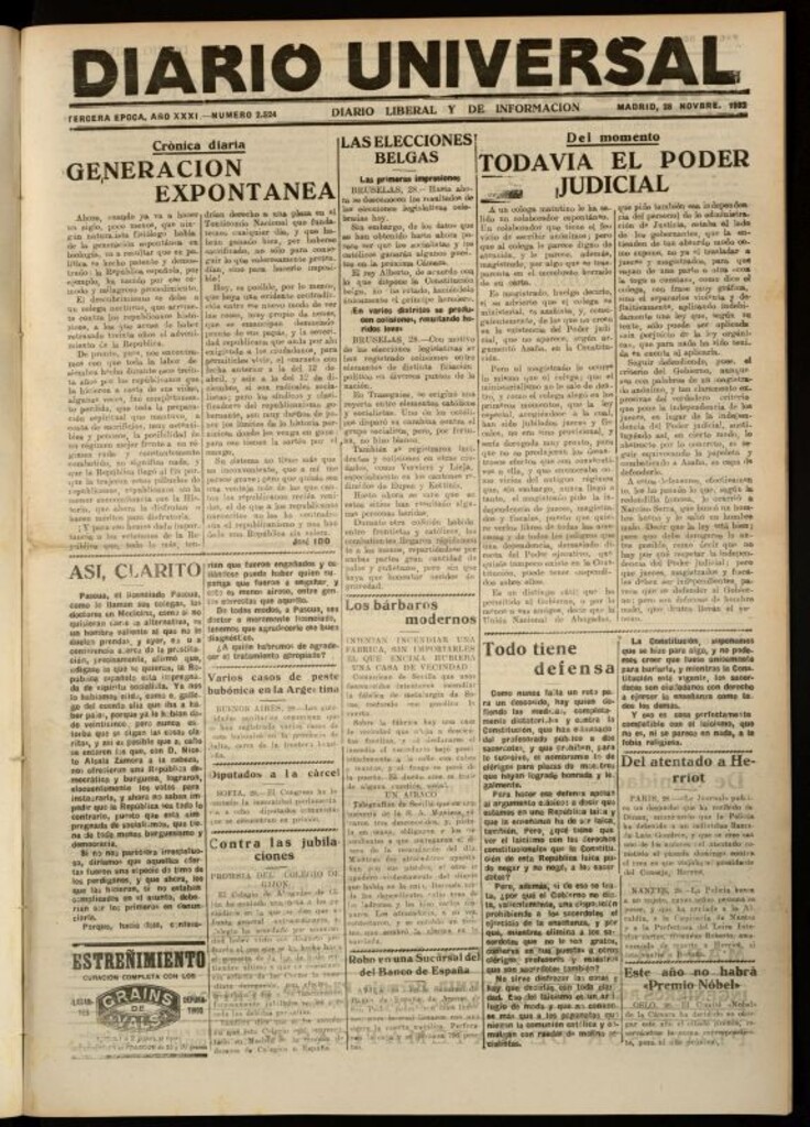 Miniatura de Diario Universal del 28 de noviembre de 1932