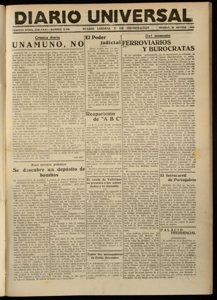 Miniatura de Diario Universal del 30 de noviembre de 1932