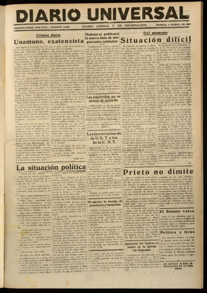 Miniatura de Diario Universal del 2 de diciembre de 1932