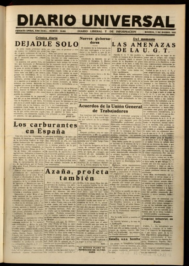 Miniatura de Diario Universal del 7 de diciembre de 1932