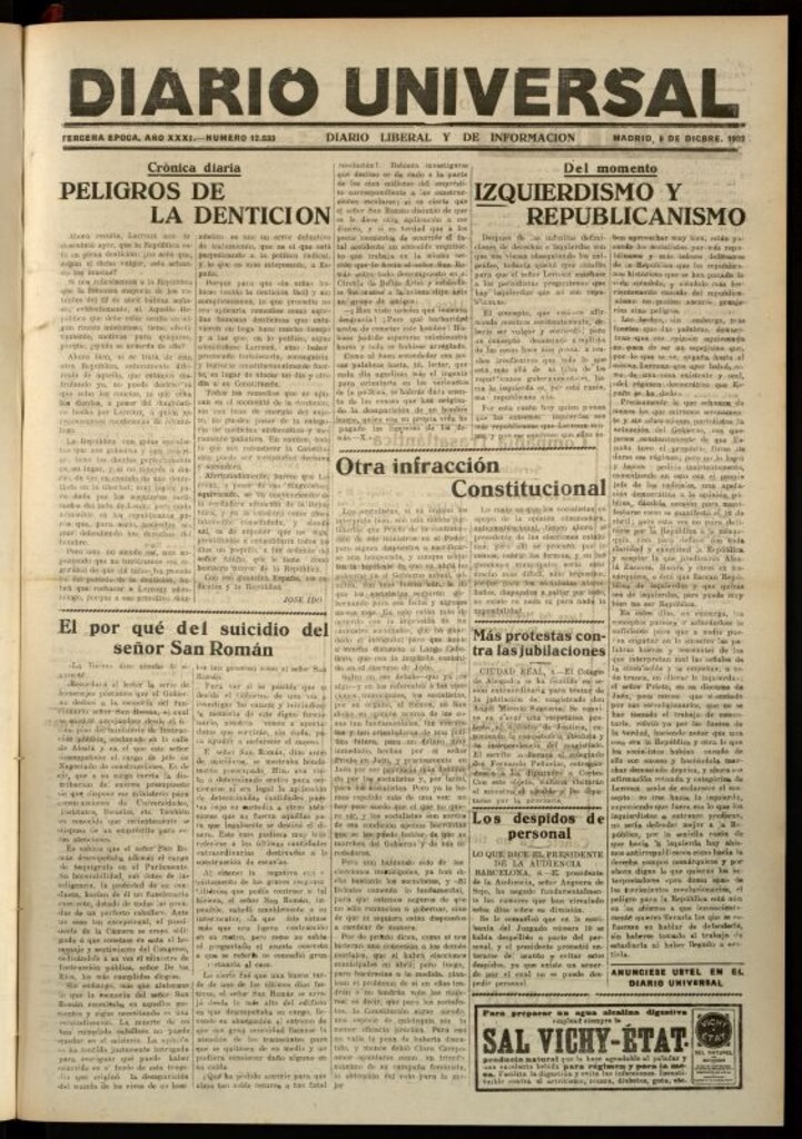Miniatura de Diario Universal del 8 de diciembre de 1932