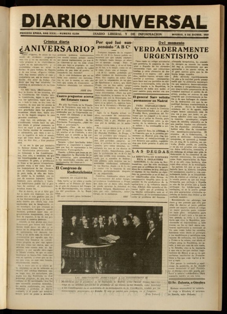 Miniatura de Diario Universal del 9 de diciembre de 1932