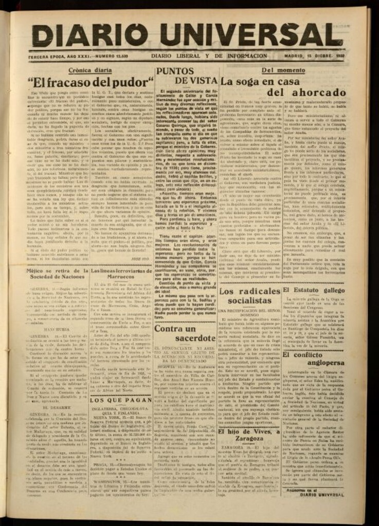 Miniatura de Diario Universal del 15 de diciembre de 1932