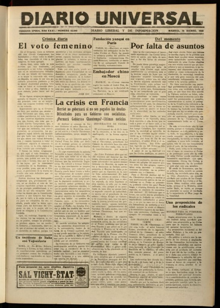 Miniatura de Diario Universal del 16 de diciembre de 1932