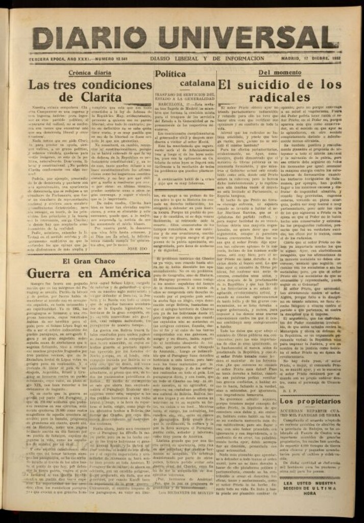 Miniatura de Diario Universal del 17 de diciembre de 1932