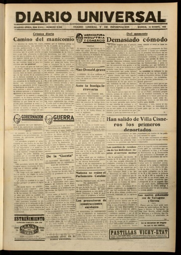 Miniatura de Diario Universal del 19 de diciembre de 1932