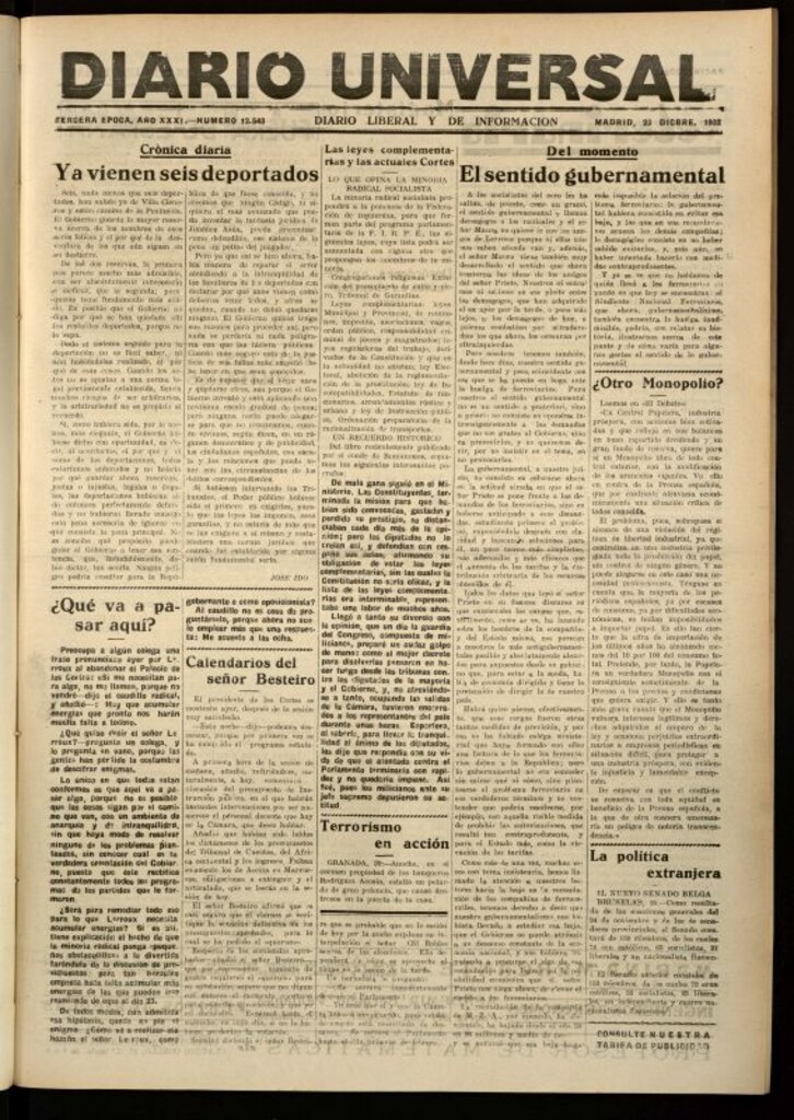 Miniatura de Diario Universal del 20 de diciembre de 1932