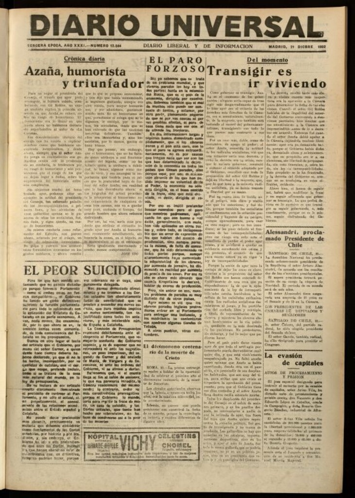 Miniatura de Diario Universal del 21 de diciembre de 1932