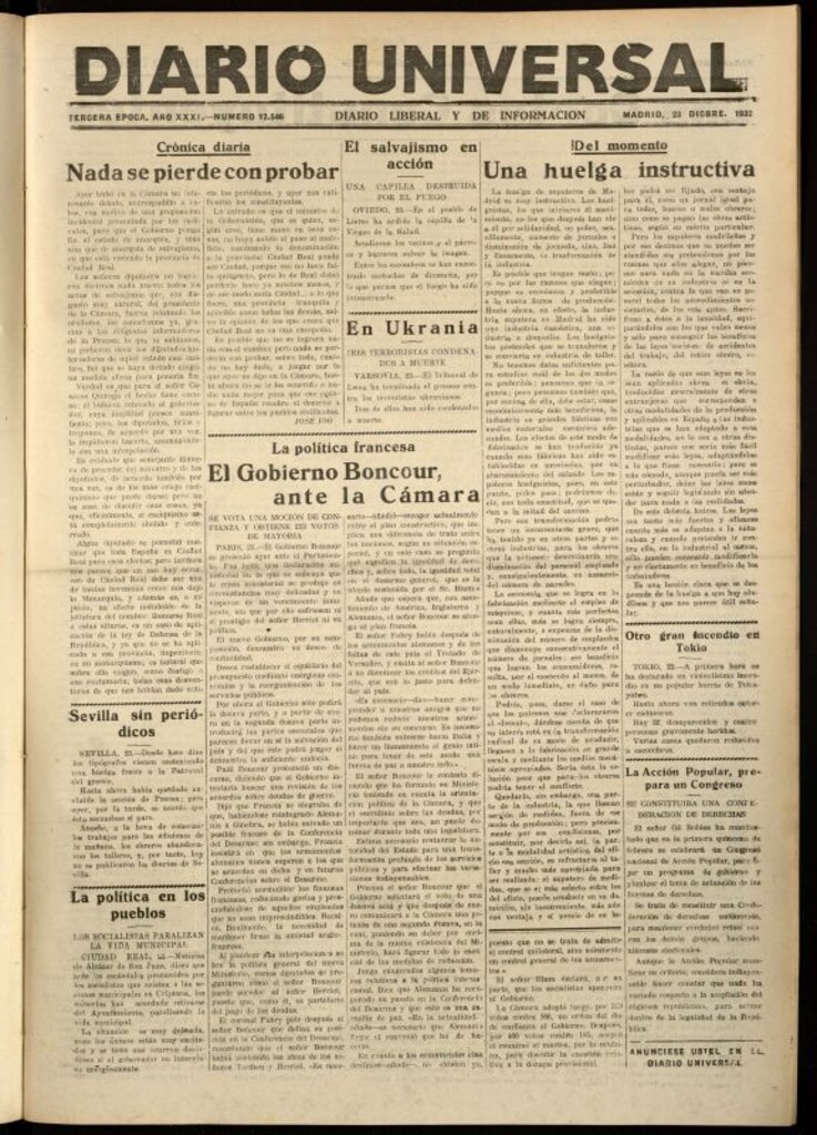 Miniatura de Diario Universal del 23 de diciembre de 1932
