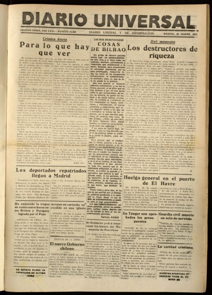 Miniatura de Diario Universal del 26 de diciembre de 1932