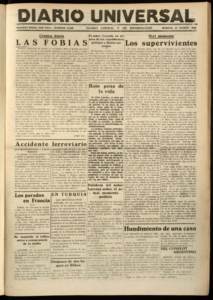 Miniatura de Diario Universal del 27 de diciembre de 1932