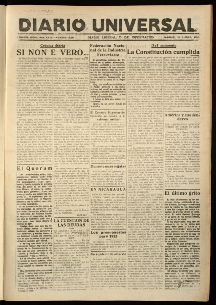 Miniatura de Diario Universal del 29 de diciembre de 1932