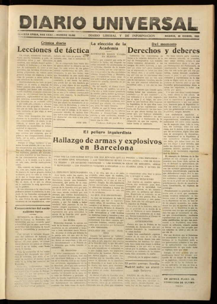 Miniatura de Diario Universal del 30 de diciembre de 1932
