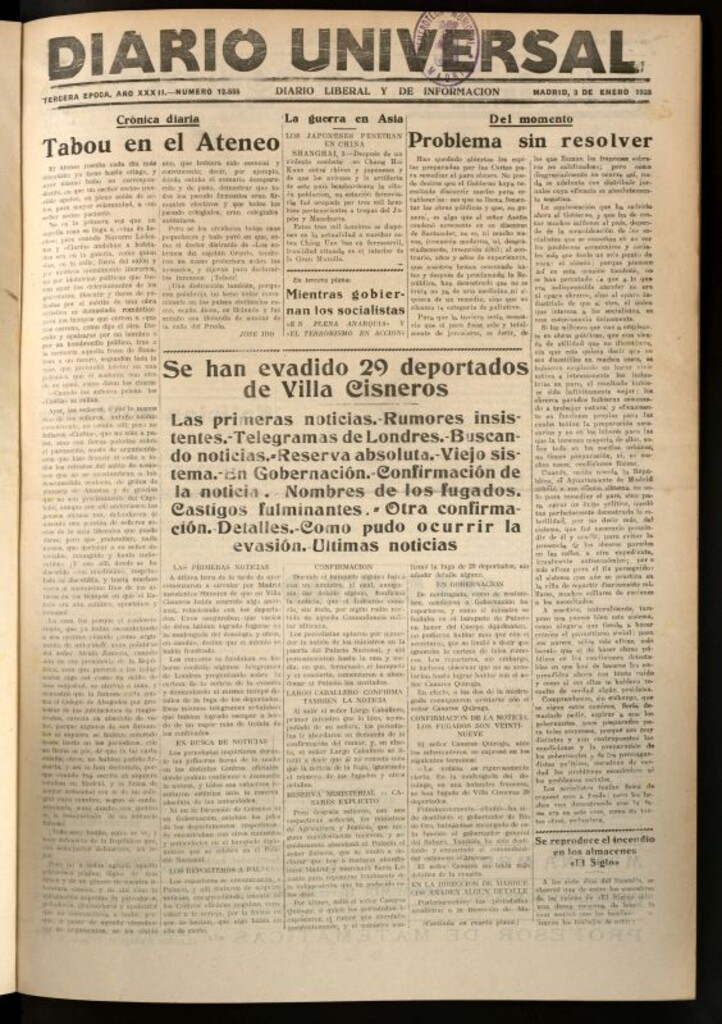 Miniatura de Diario Universal del 3 de enero de 1933