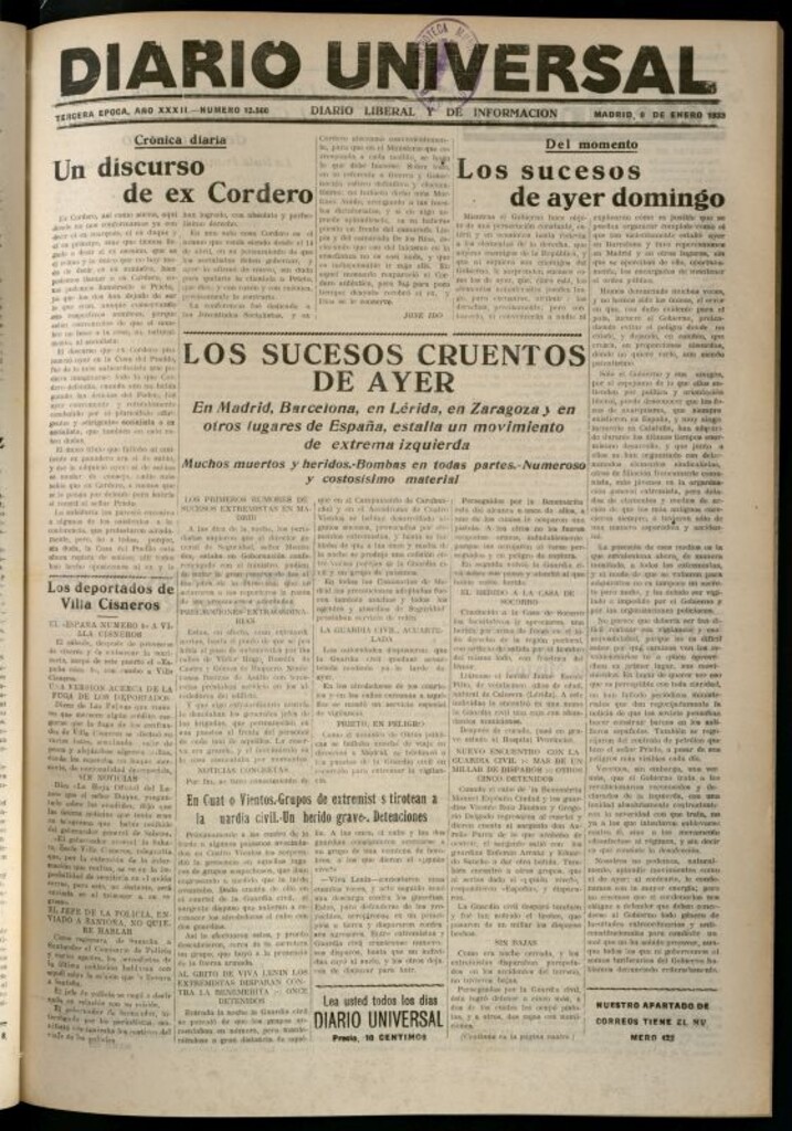 Miniatura de Diario Universal del 9 de enero de 1933