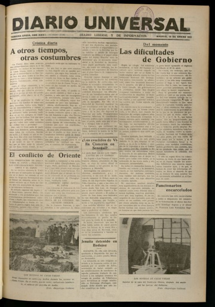 Miniatura de Diario Universal del 14 de enero de 1933