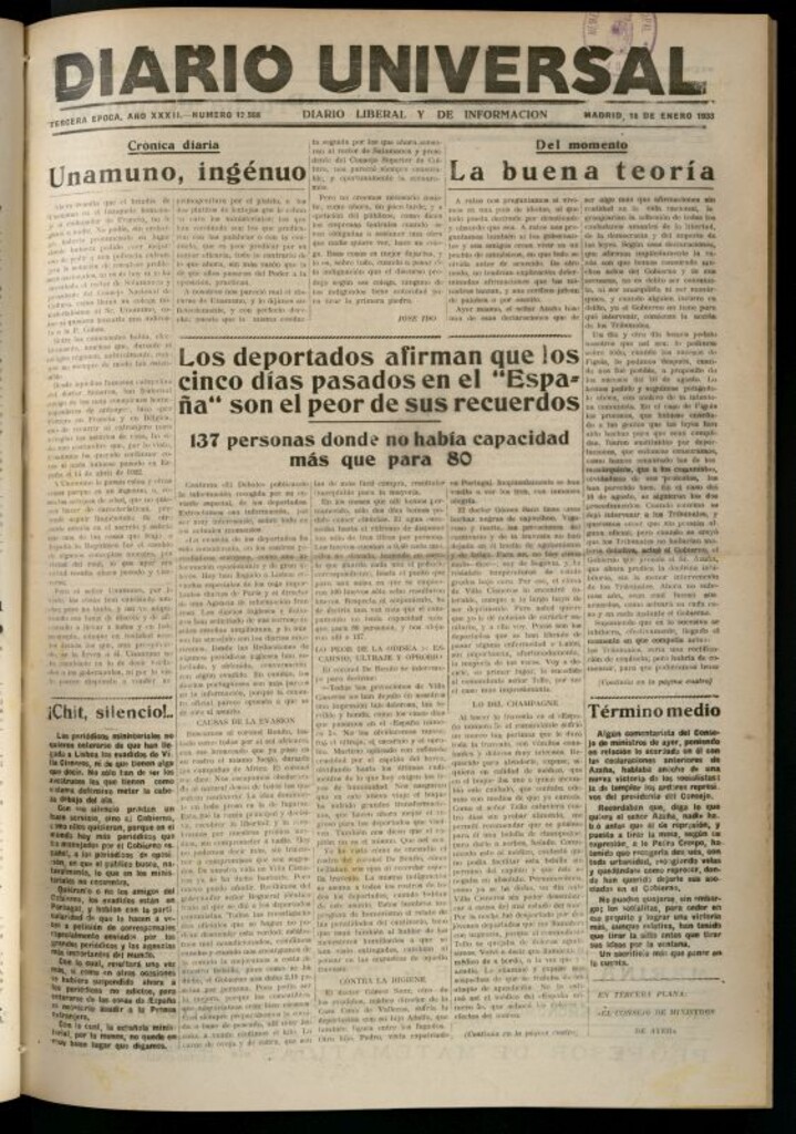 Miniatura de Diario Universal del 18 de enero de 1933