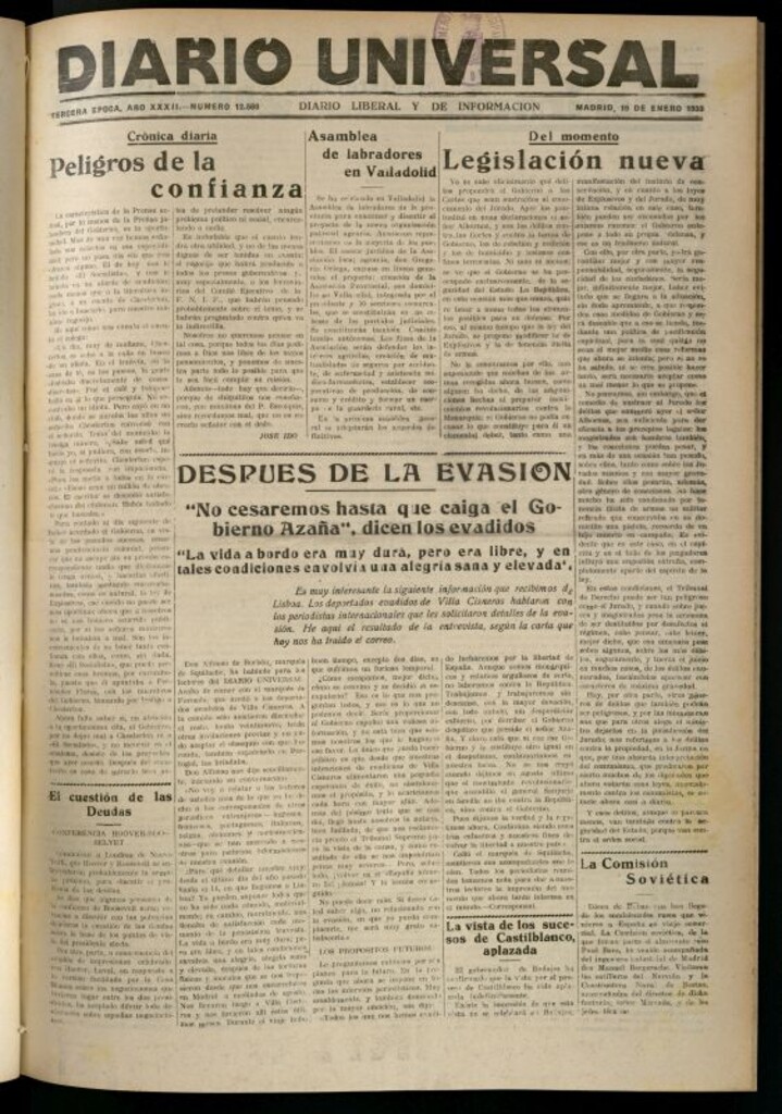 Miniatura de Diario Universal del 19 de enero de 1933