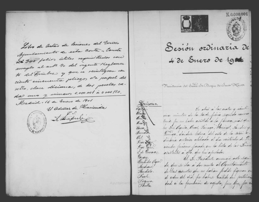 Miniatura de Actas de acuerdos del Ayuntamiento. Tomo 459 del año 1901 (4 enero a 29 marzo)