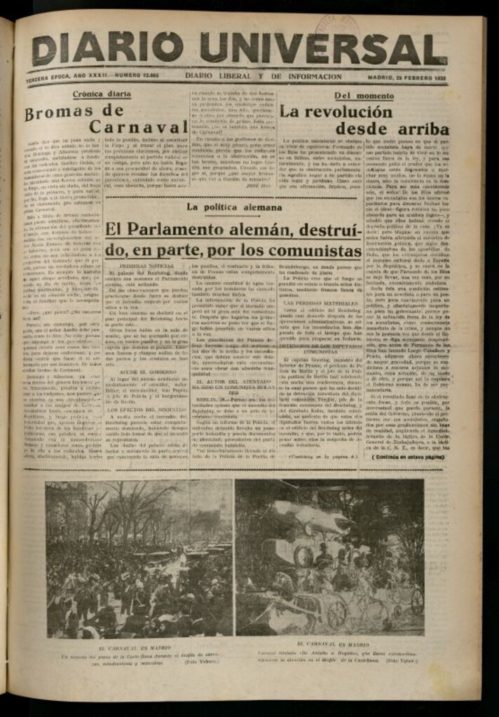 Miniatura de Diario Universal del 28 de febrero de 1933