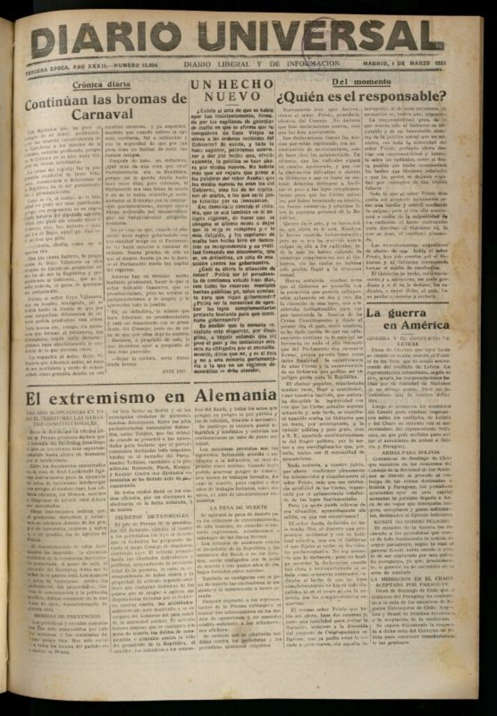Miniatura de Diario Universal del 1 de marzo de 1933