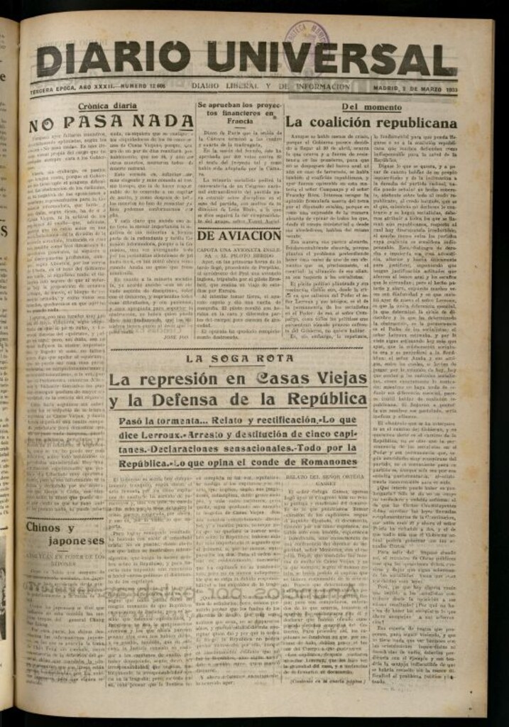 Miniatura de Diario Universal del 2 de marzo de 1933