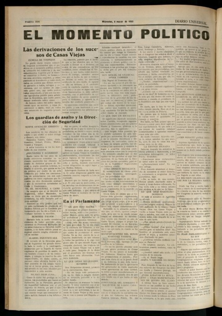 Miniatura de Diario Universal del 8 de marzo de 1933