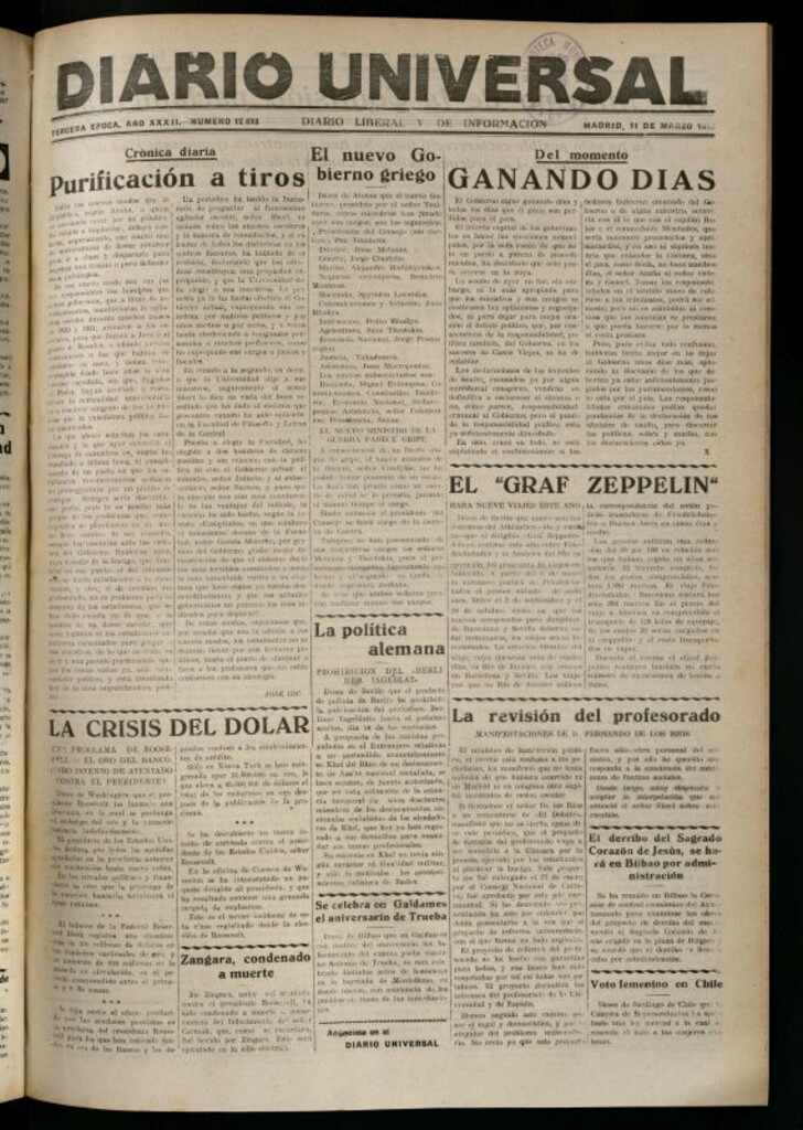 Miniatura de Diario Universal del 11 de marzo de 1933