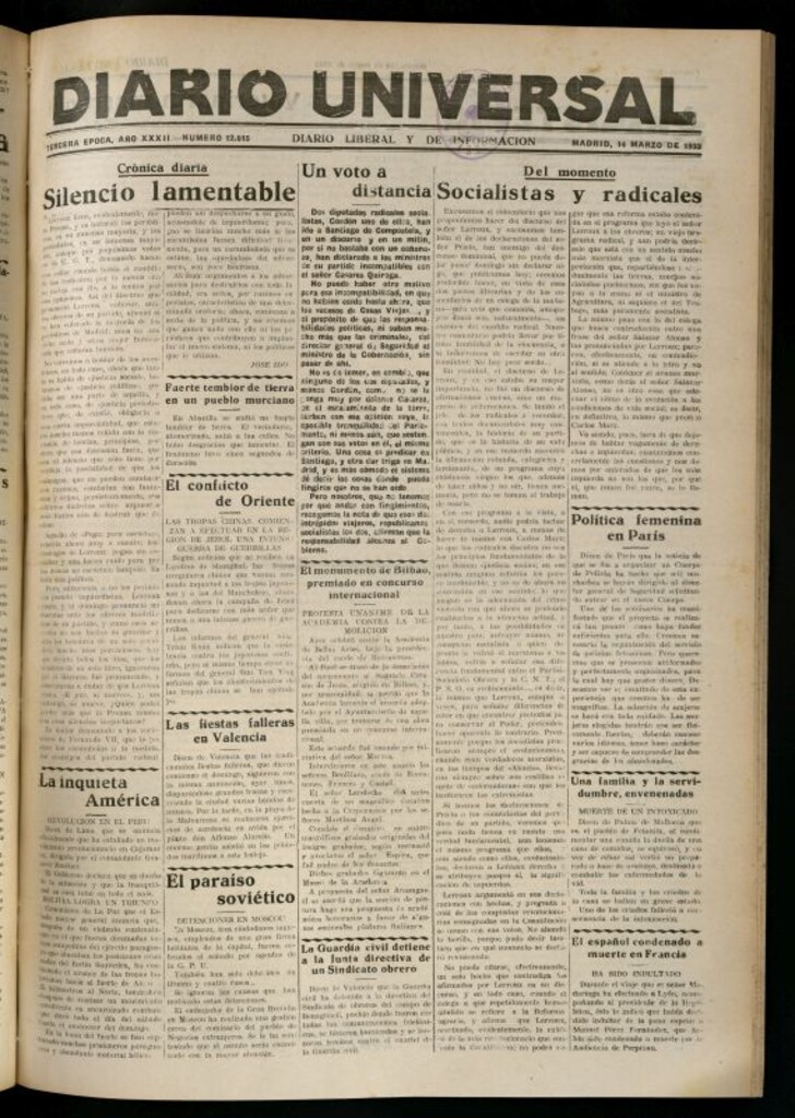 Miniatura de Diario Universal del 14 de marzo de 1933