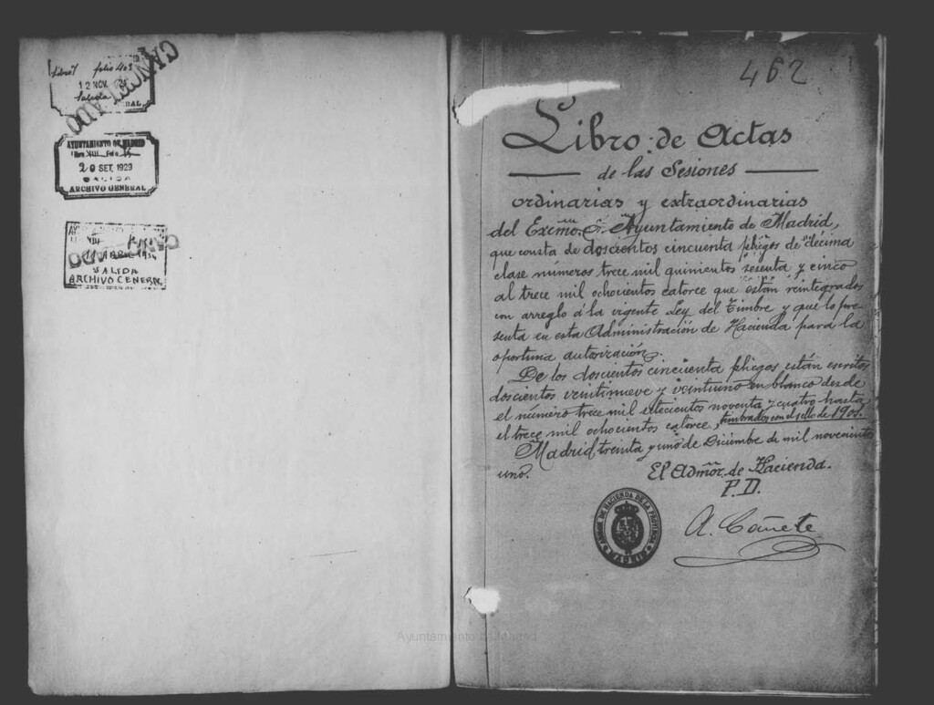 Miniatura de Actas de acuerdos del Ayuntamiento. Tomo 462 del año 1901 (27 septiembre a 28 diciembre)