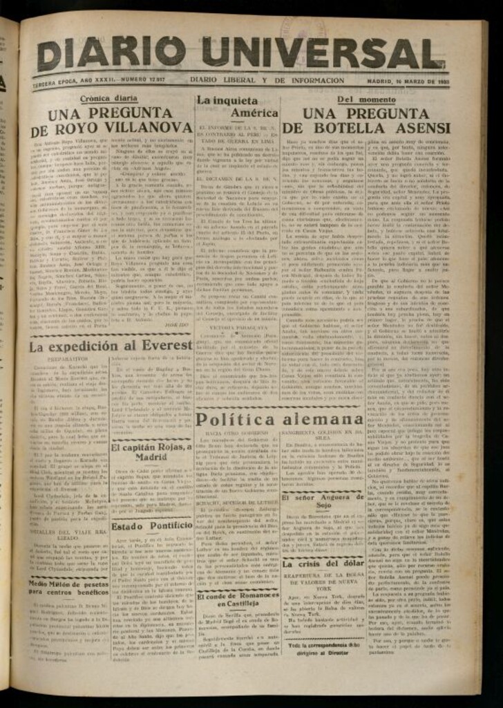 Miniatura de Diario Universal del 16 de marzo de 1933