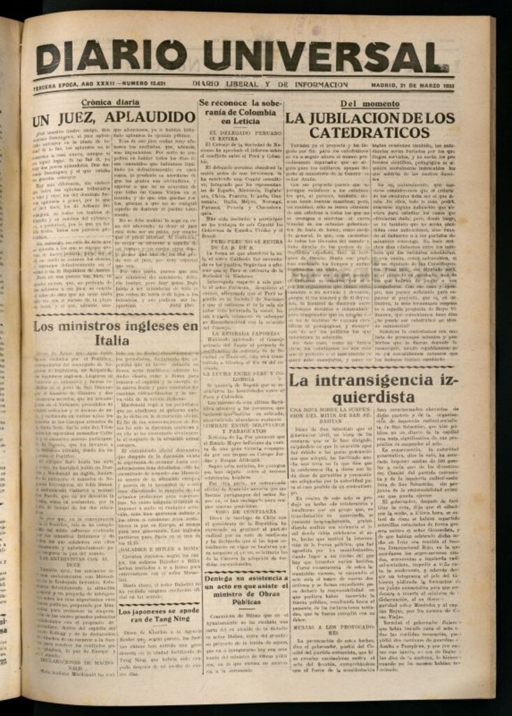 Miniatura de Diario Universal del 21 de marzo de 1933