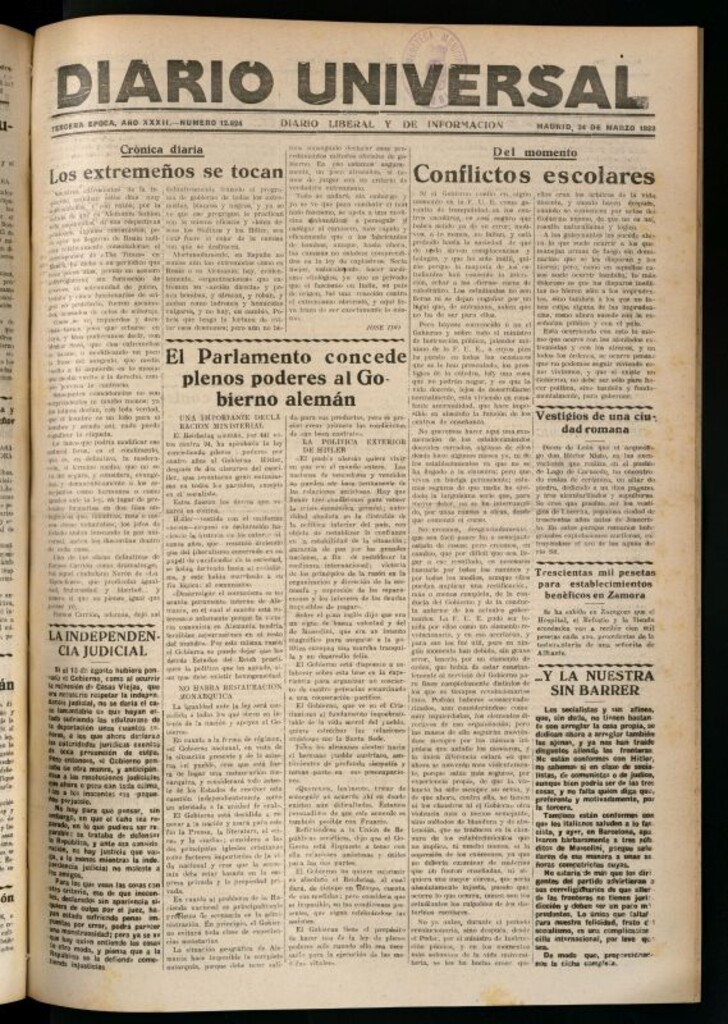 Miniatura de Diario Universal del 24 de marzo de 1933