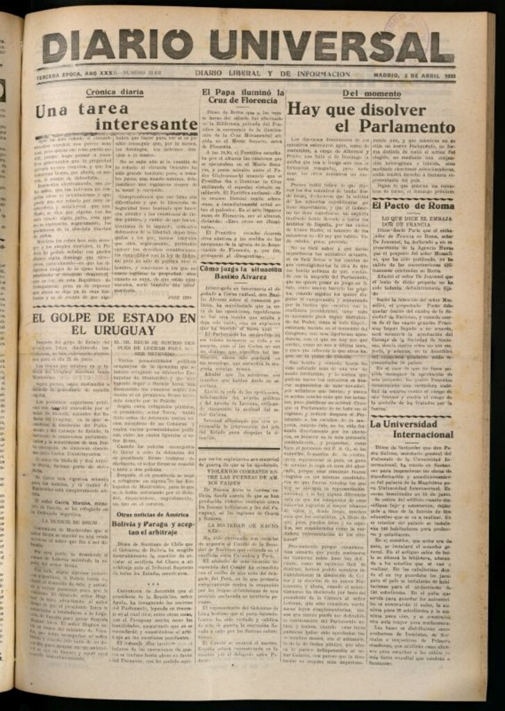 Miniatura de Diario Universal del 3 de abril de 1933